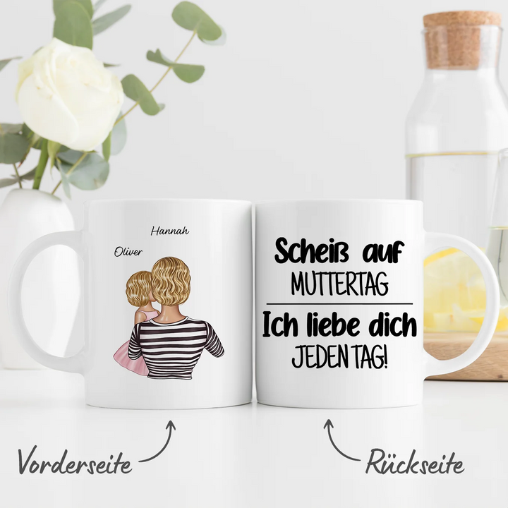 Personalisierte Tasse "Scheiß auf Muttertag" famwalls