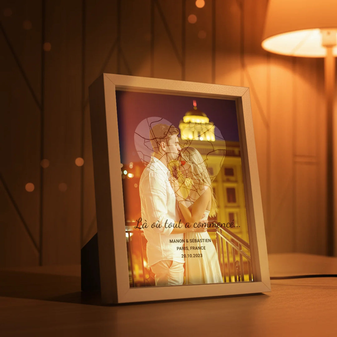 Cadre LED personnalisé « Là où tout a commencé »