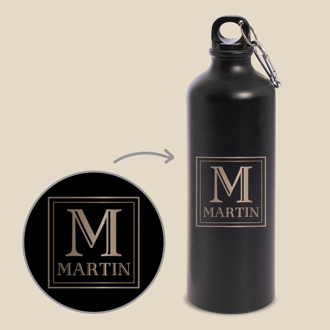 Personalisierte Trinkflasche mit Karabinerhaken "Name"