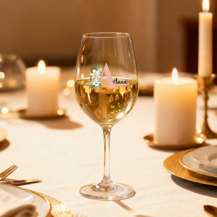 Verre à vin personnalisé « Prénom & Initiale »
