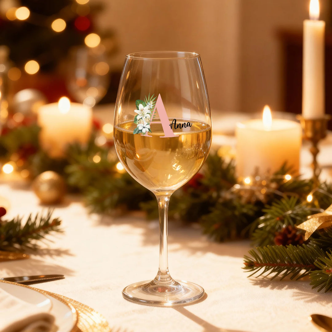 Verre à vin personnalisé « Prénom & Initiale »