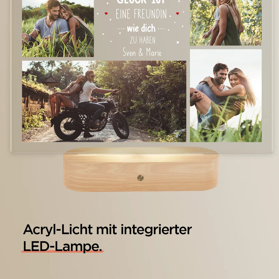 Personalisiertes Acryl-Licht "Glück" | Nachtlicht, Dekolicht, Glowlight