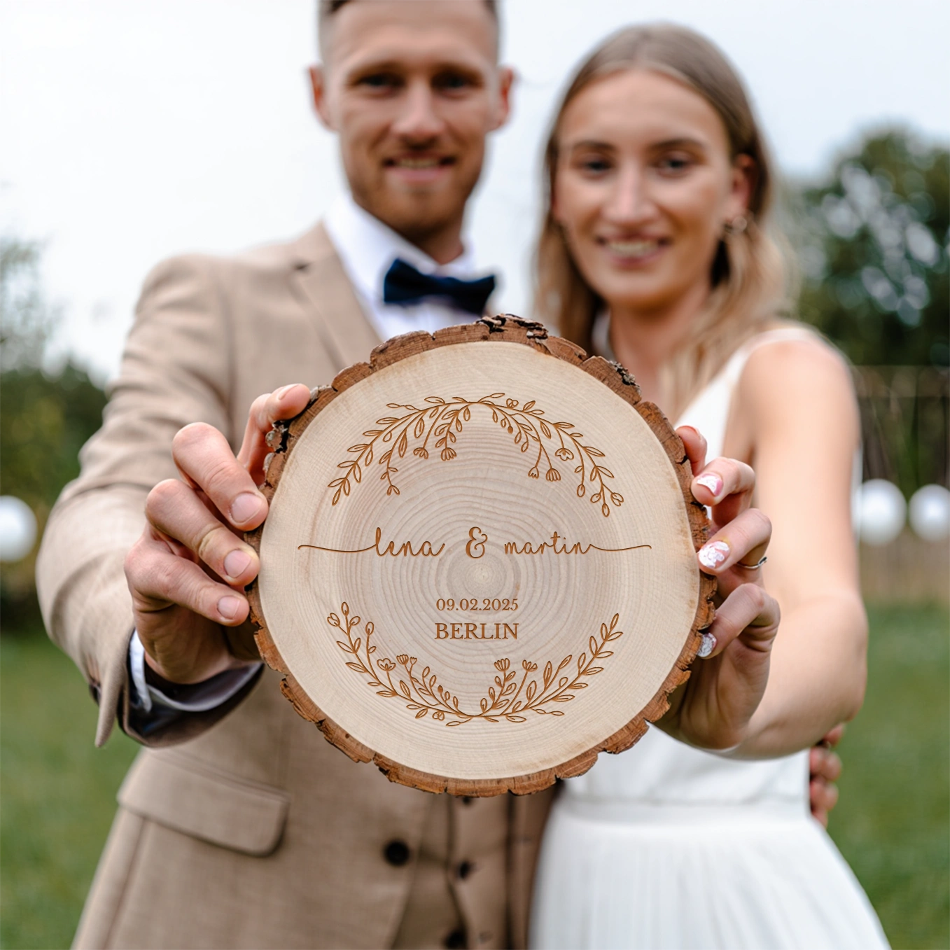 Rondin De Bois Personnalisé Avec Gravure – Sous-Verre Déco En Bouleau Naturel – Cadeau Homme, Papa, Anniversaire