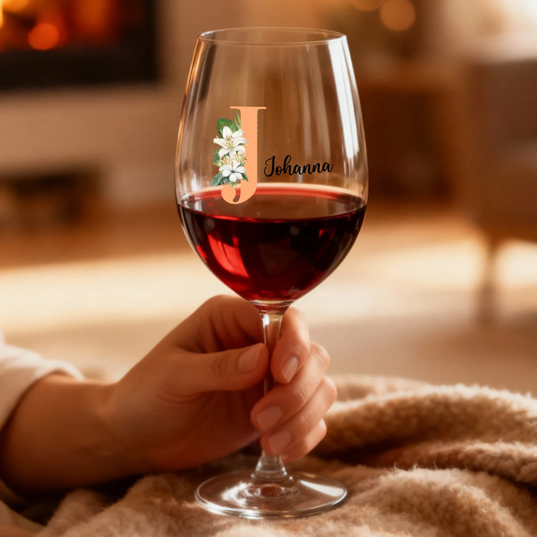 Verre à vin personnalisé « Prénom & Initiale »