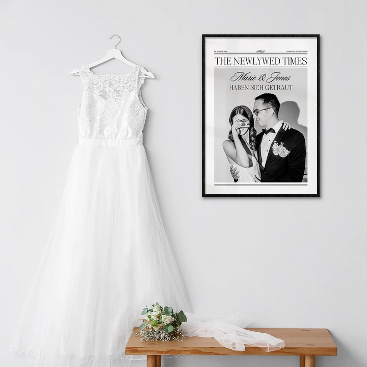 Personalisiertes Poster "Hochzeit Zeitungsartikel" famwalls