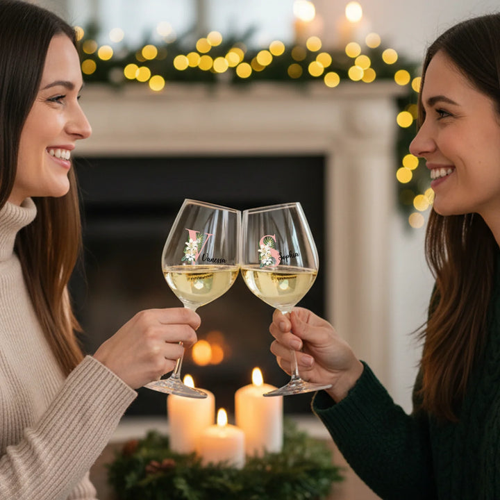 Verre à vin personnalisé « Prénom & Initiale »