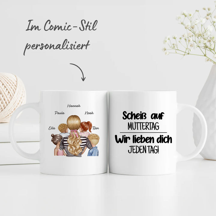 Personalisierte Tasse "Scheiß auf Muttertag" famwalls