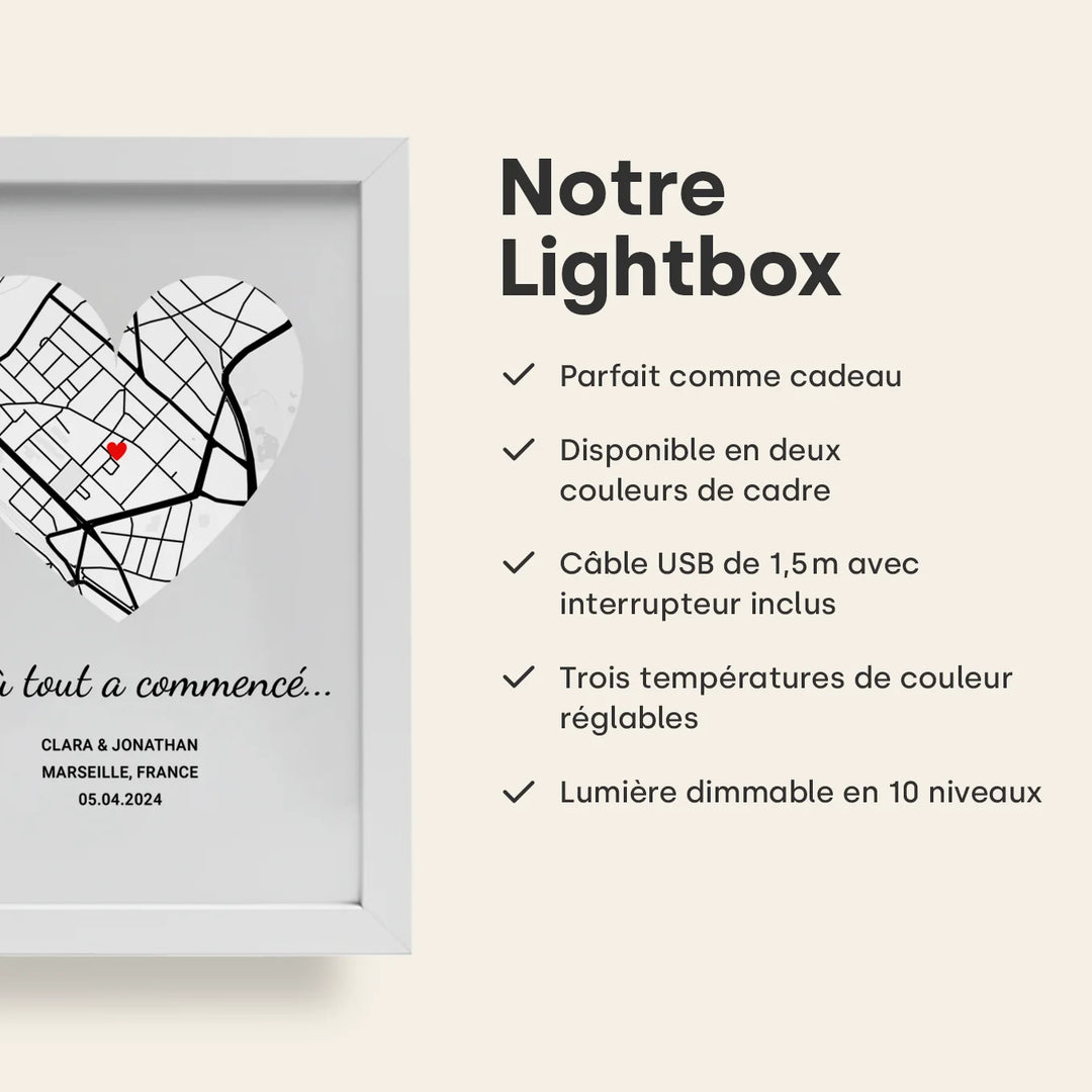 Cadre LED personnalisé « Là où tout a commencé »