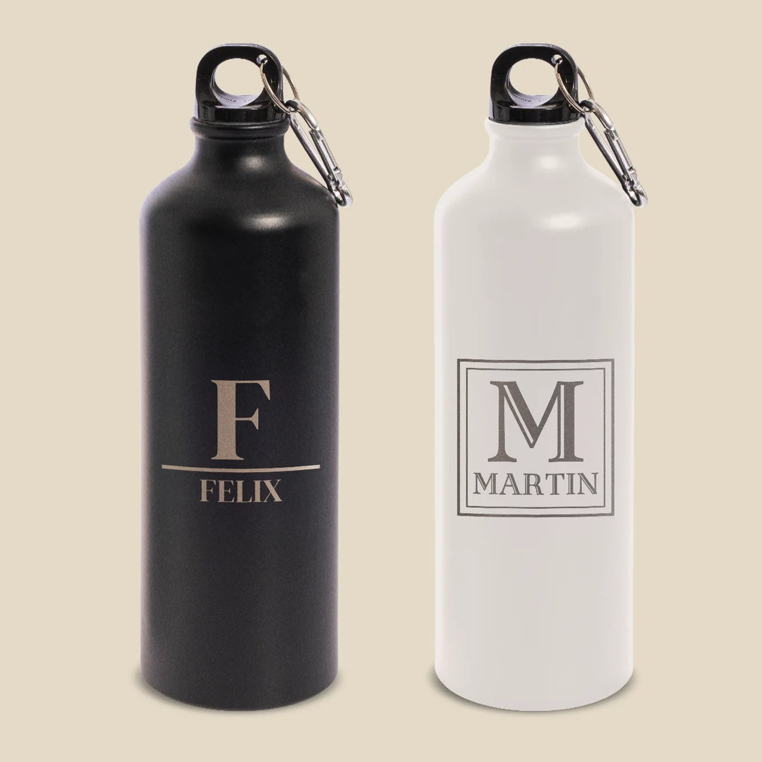 Personalisierte Trinkflasche mit Karabinerhaken "Name"