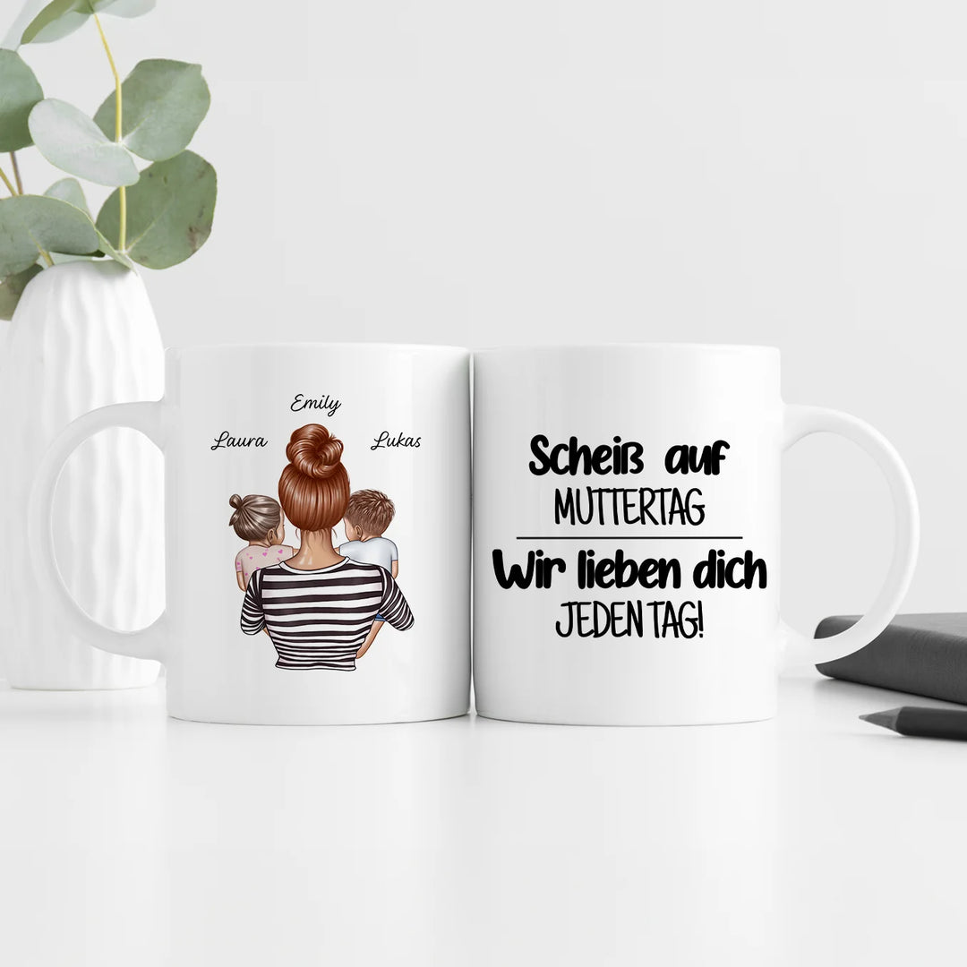 Personalisierte Tasse "Scheiß auf Muttertag" famwalls