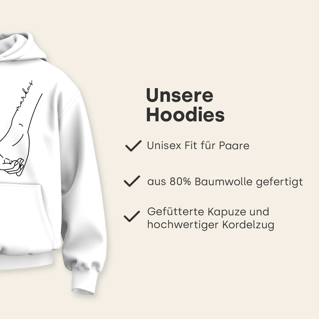 Personalisierte Partnerlook Hoodies "Hand in Hand"