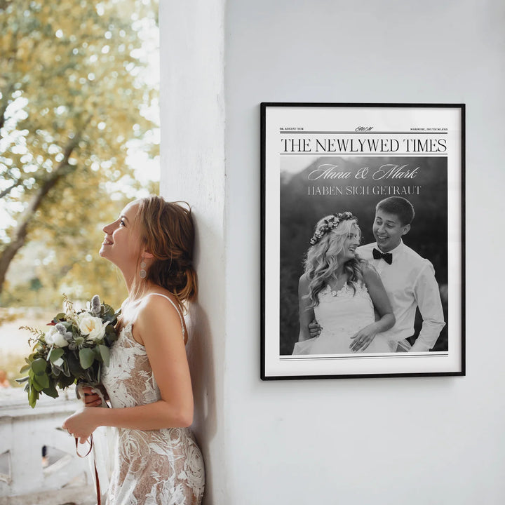 Personalisiertes Poster "Hochzeit Zeitungsartikel" famwalls