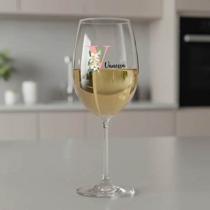 Verre à vin personnalisé « Prénom & Initiale »