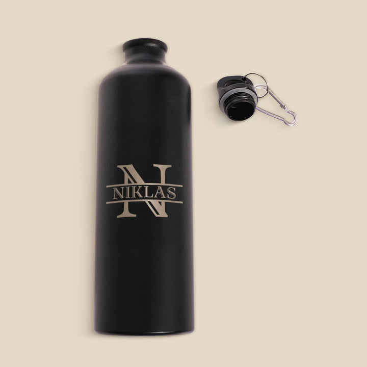 Personalisierte Trinkflasche mit Karabinerhaken "Name"