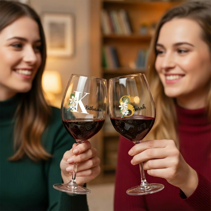Verre à vin personnalisé « Prénom & Initiale »