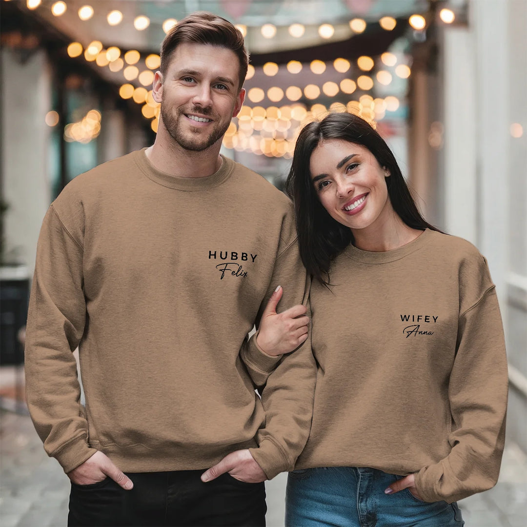 Pull look partenaire personnalisé « Hubby &amp; Wifey »