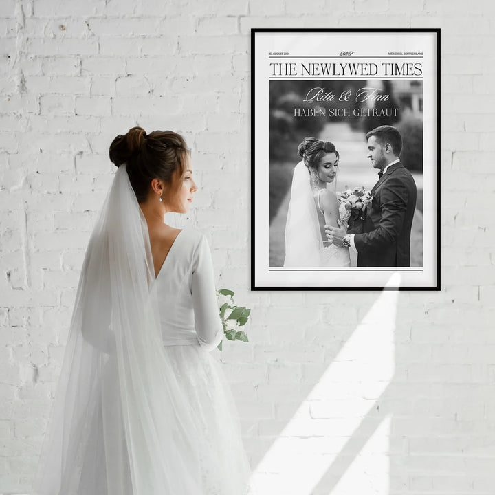 Personalisiertes Poster "Hochzeit Zeitungsartikel" famwalls