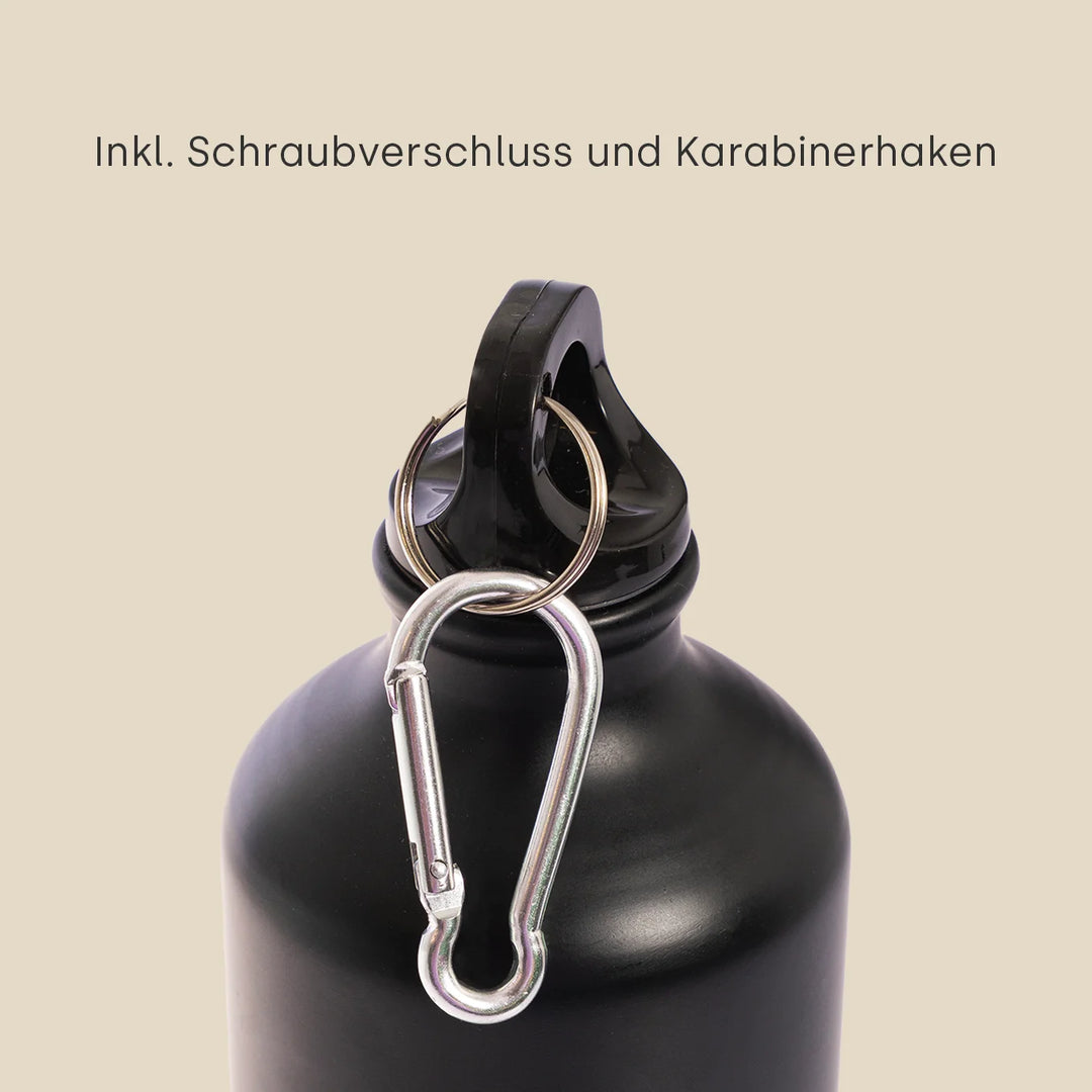 Personalisierte Trinkflasche mit Karabinerhaken "Name"