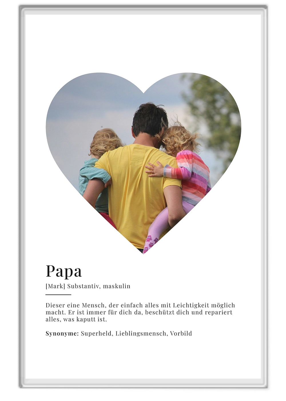 Acryl-Glas "Papa Definition" mit Foto in Herzform famwalls