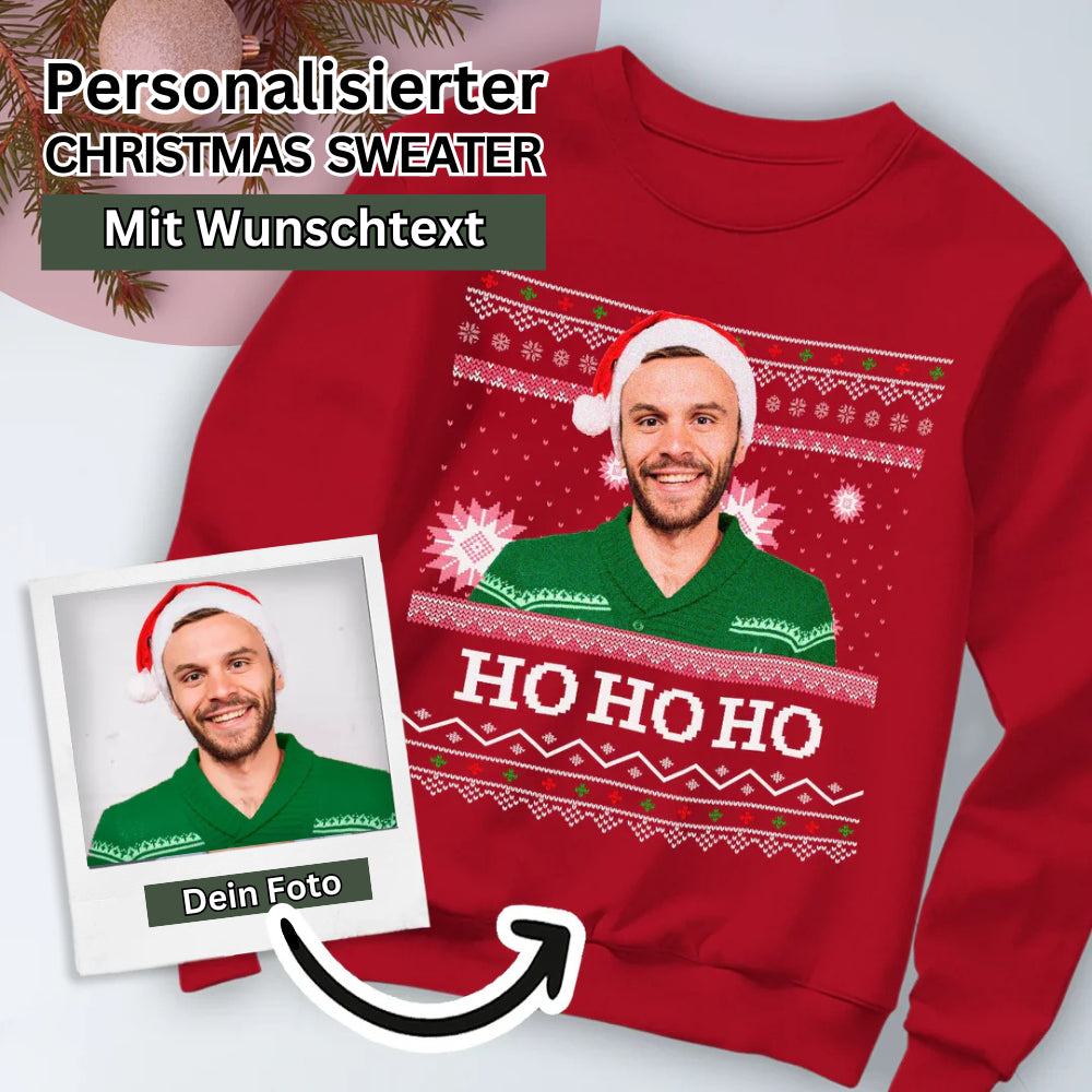 Personalisierter Christmas Sweater "Ho Ho Ho" famwalls