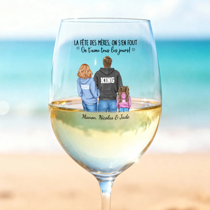 Verre à vin personnalisé “J’en ai rien à secouer de la fête des mères”