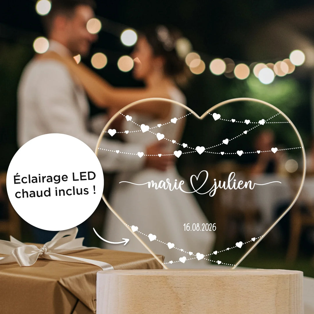 Veilleuse cœur personnalisée en acrylique « Cœur »