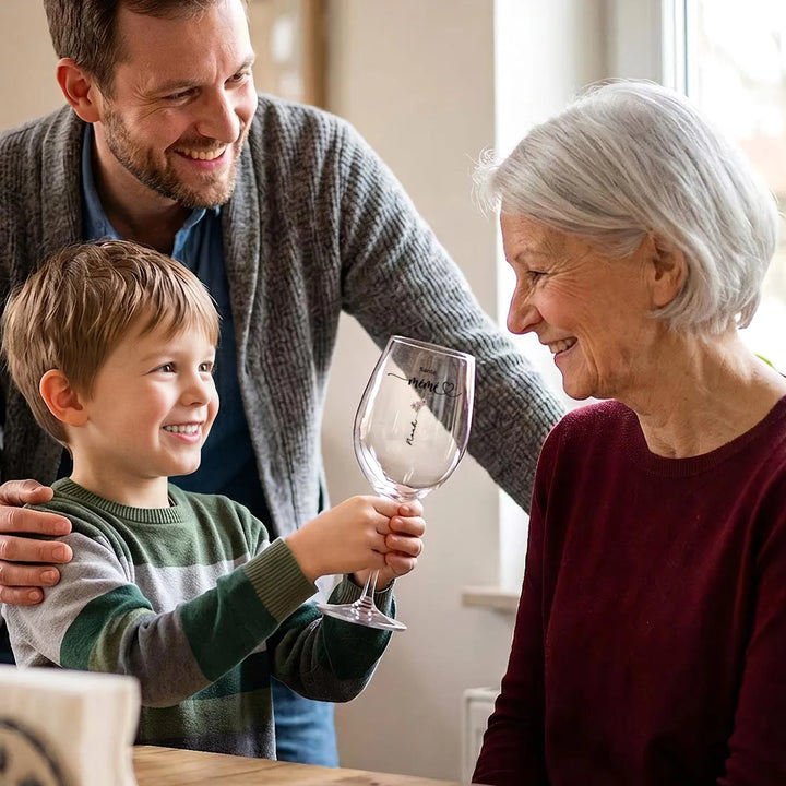 Verre à vin personnalisé "Fleurs pour Maman"