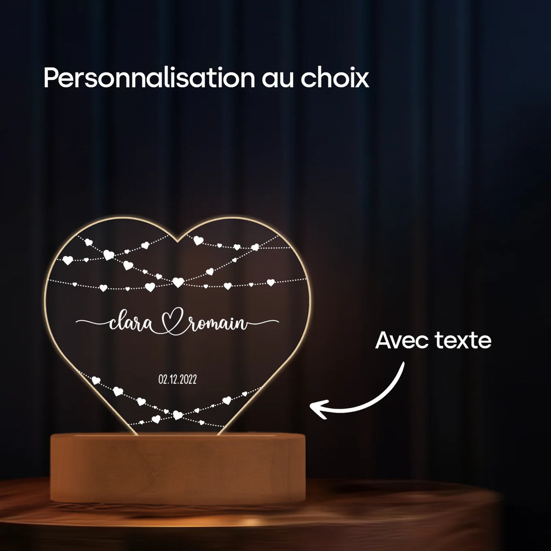 Veilleuse cœur personnalisée en acrylique « Cœur »
