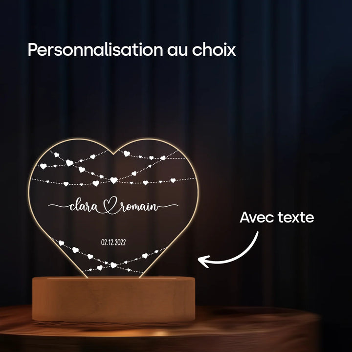 Veilleuse cœur personnalisée en acrylique « Cœur »