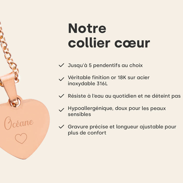 Collier personnalisé cœur "Maman"