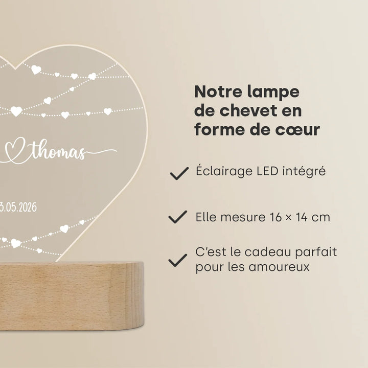 Veilleuse cœur personnalisée en acrylique « Cœur »