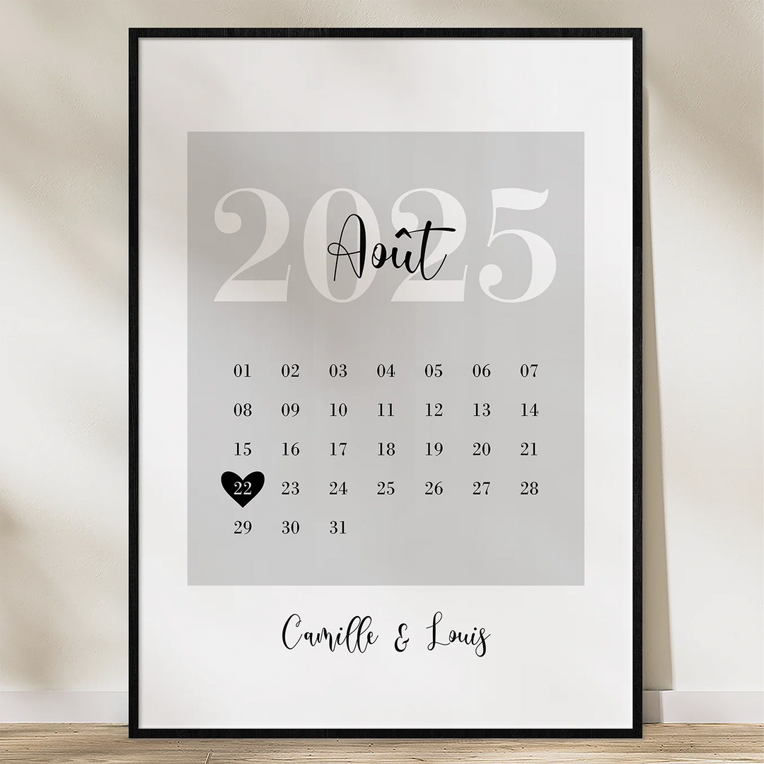 Affiche du calendrier "Notre date spéciale"