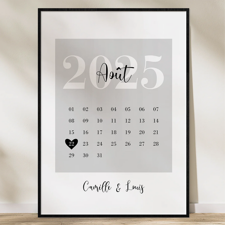 Affiche du calendrier "Notre date spéciale"