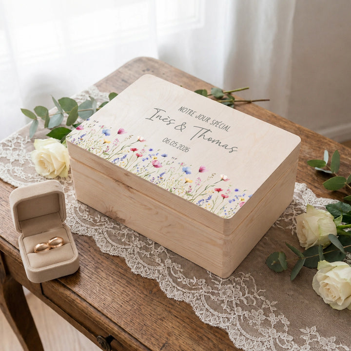 Boîte à souvenirs de mariage personnalisée « Fleurs » - famwalls, market_france