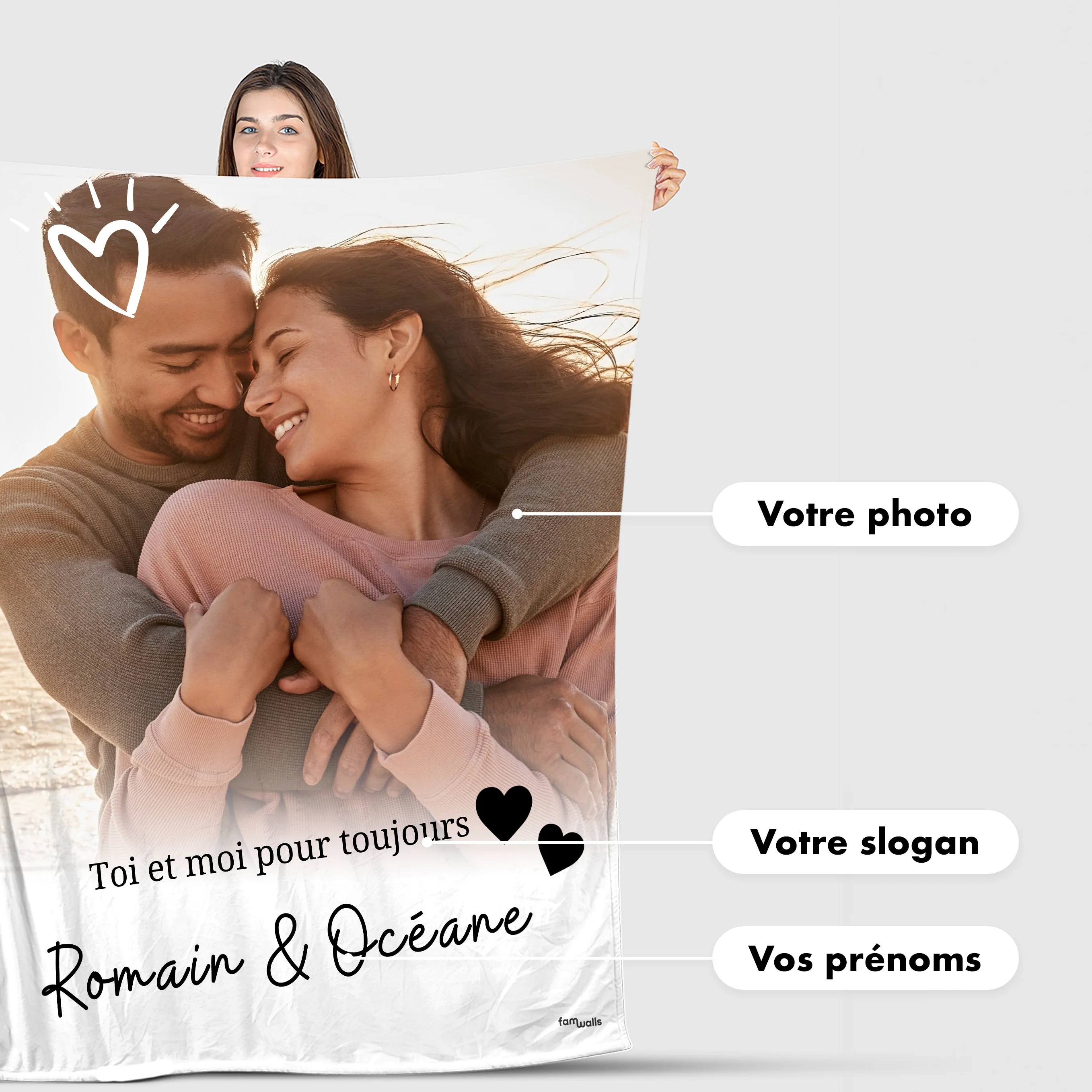 iDIY Plaid Personnalisé avec Photo et Texte - Couverture Personnalisée - Cadeau Personnalisé Femme, Homme, Couple, Famille - Cadeau Saint-Valentin, Fête des Pères, Fête des Mères - 6 Photos iDIY Plaid Personnalisé avec Photo et Texte - Couverture Personnalisée - Cadeau Personnalisé Femme, Homme, Couple, Famille - Cadeau Saint-Valentin, Fête des Pères, Fête des Mères - 6 Photos