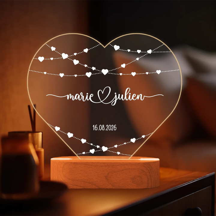 Veilleuse cœur personnalisée en acrylique « Cœur »