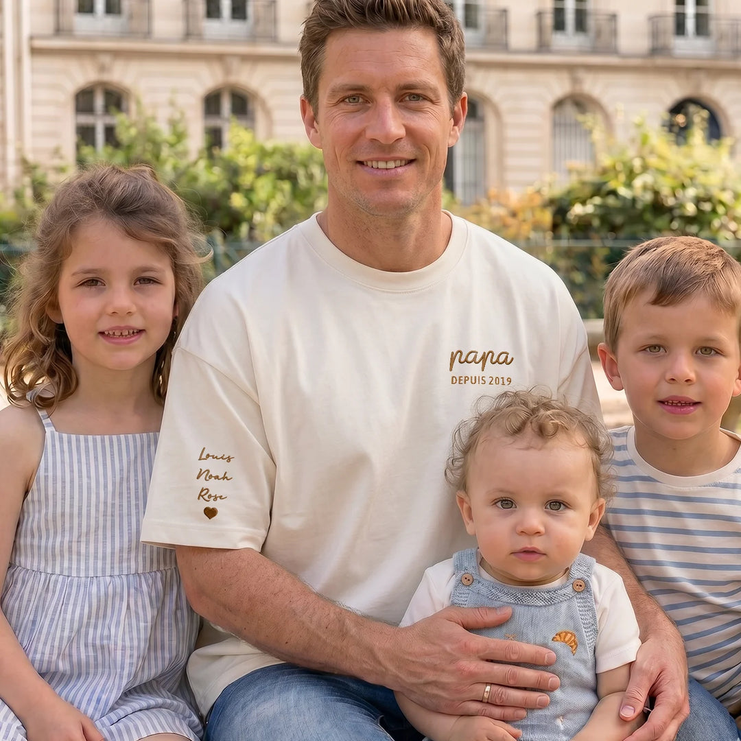T-shirt personnalisé brodé "PAPA" (Marou Test)