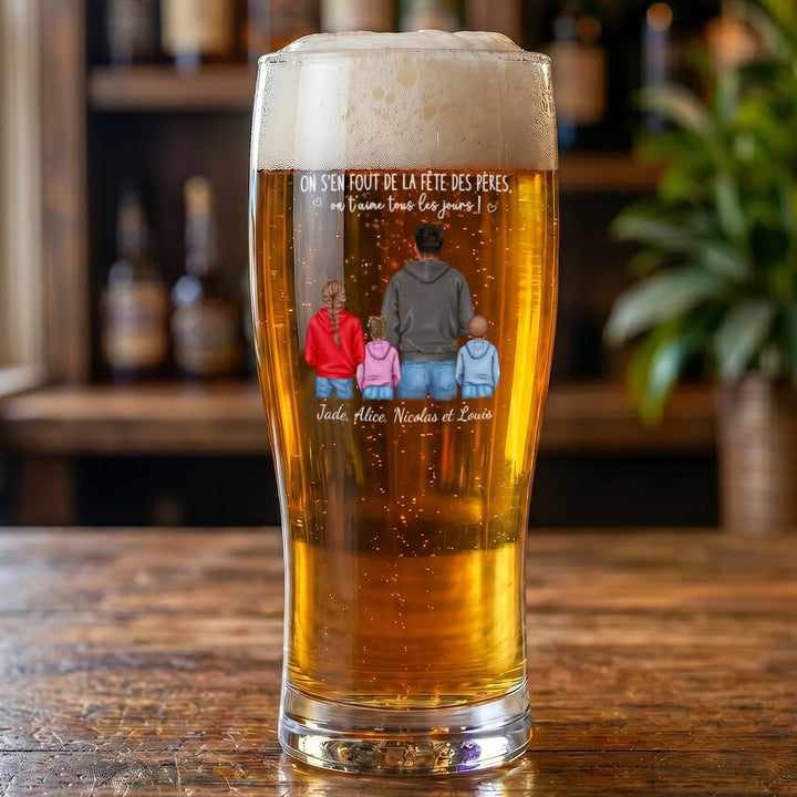 Verre à bière personnalisé "Fête des Pères - On t'aime"