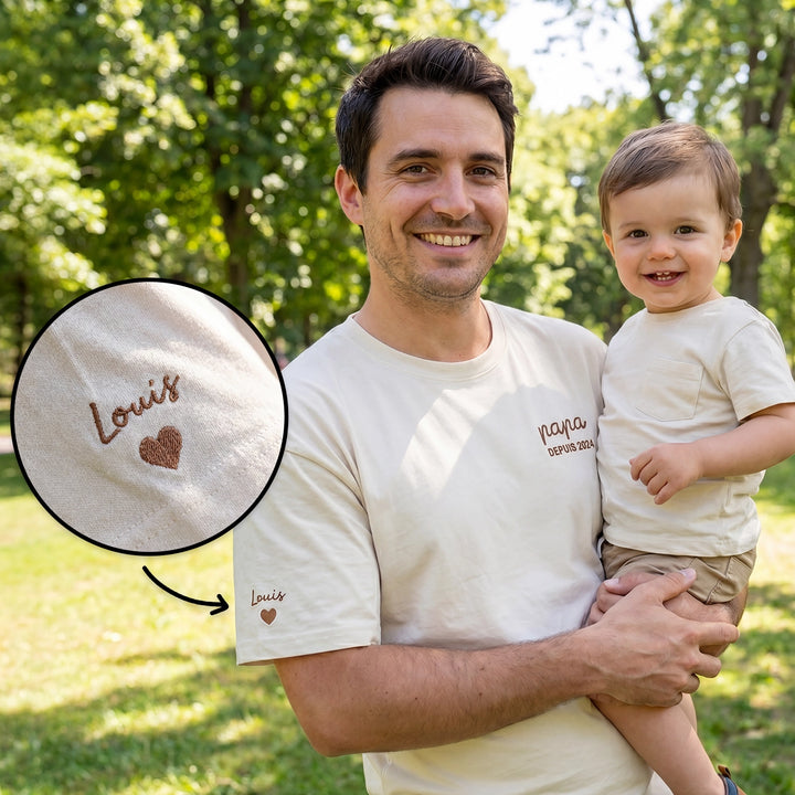 T-shirt personnalisé brodé "PAPA" (Marou Test)
