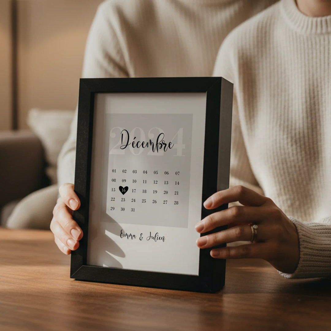Cadre photo LED avec photo personnalisée « Notre date spéciale »