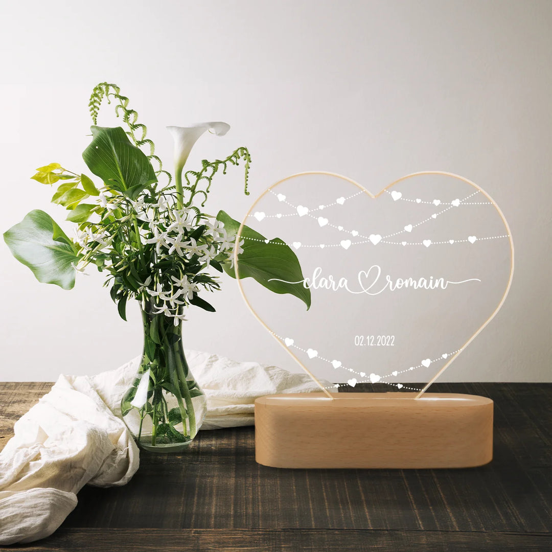 Veilleuse cœur personnalisée en acrylique « Cœur »