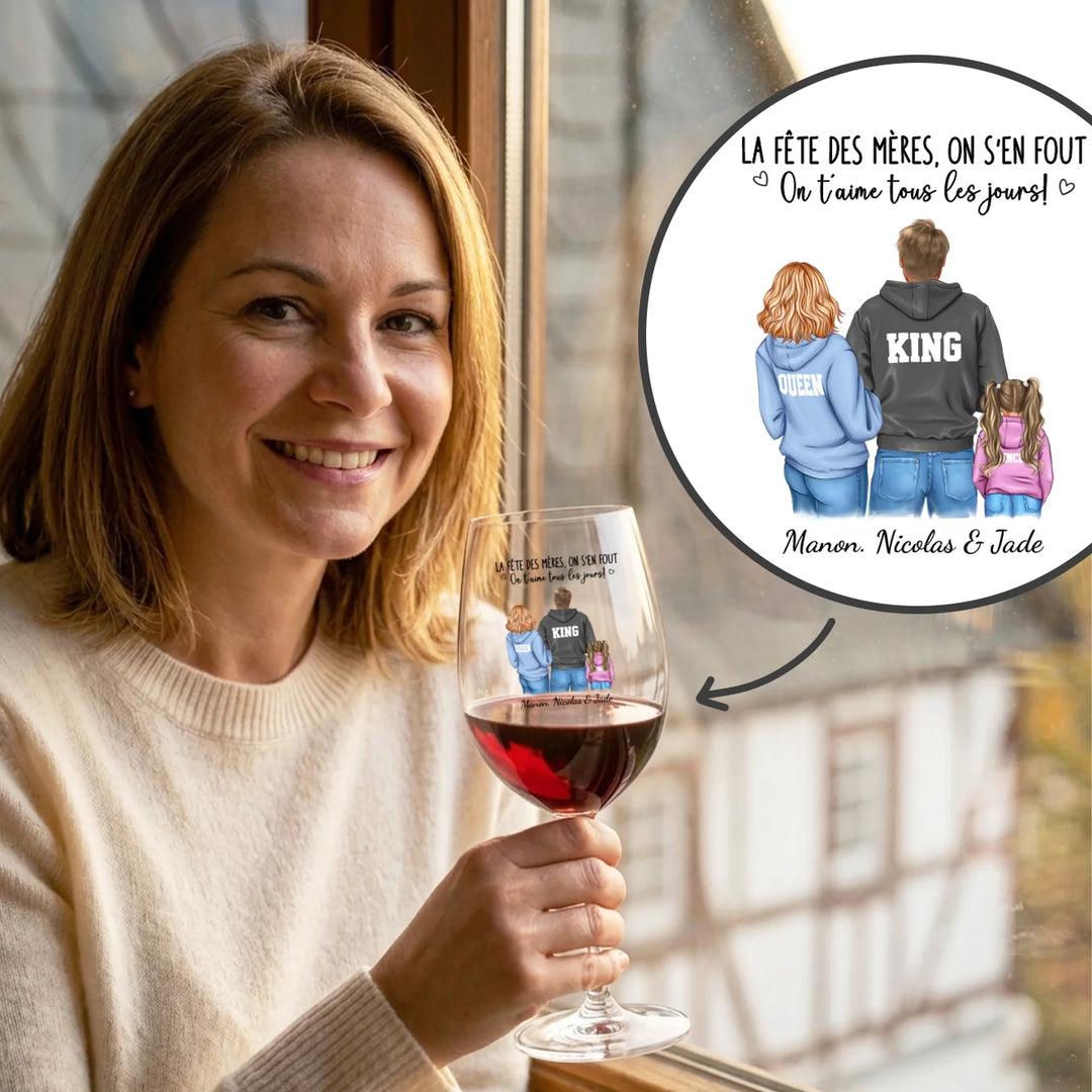Verre à vin personnalisé “J’en ai rien à secouer de la fête des mères”