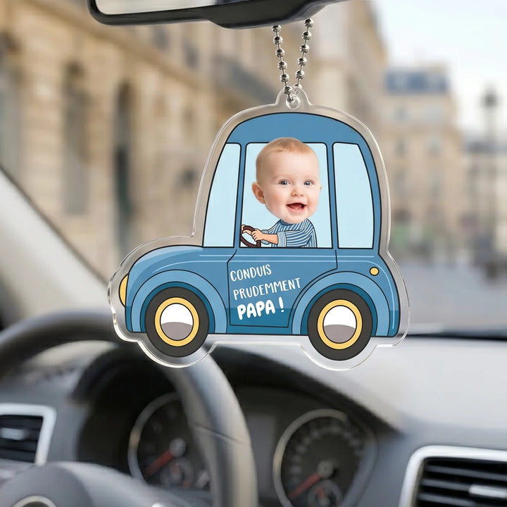 Pendentif rétro-personnalisé "Conduis prudemment, Papa"