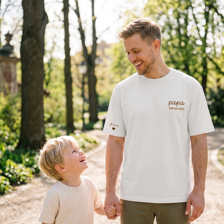 T-shirt personnalisé brodé "PAPA" (Marou Test)