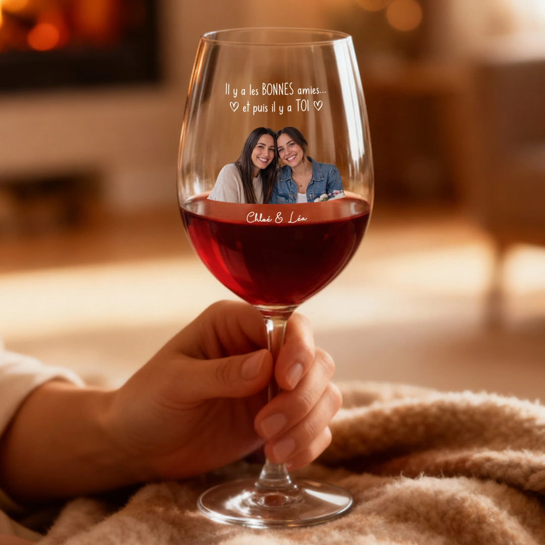 Verre à vin personnalisé "Meilleurs Amis"