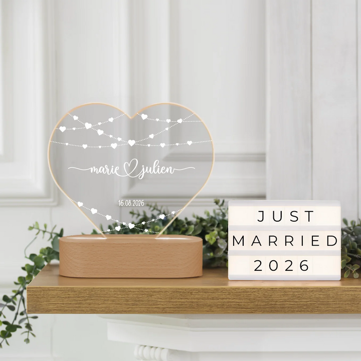 Veilleuse cœur personnalisée en acrylique « Cœur »