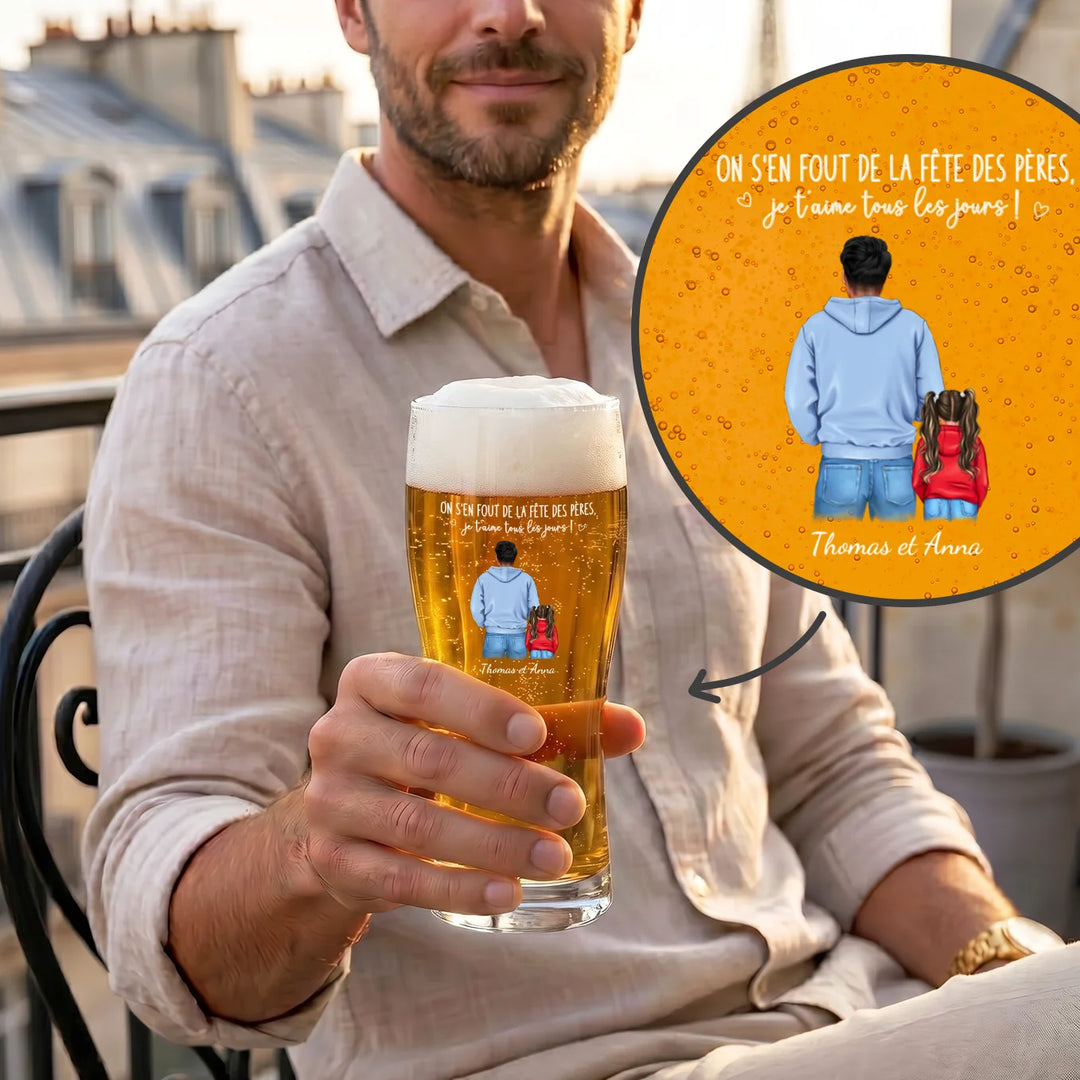 Verre à bière personnalisé "Fête des Pères - On t'aime"
