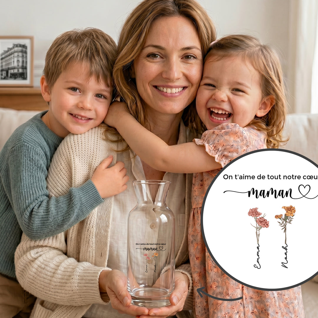 Vase personnalisée "Fleurs pour Maman"