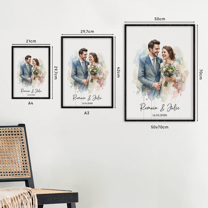 Poster personnalisé "Mariage Aquarelle"