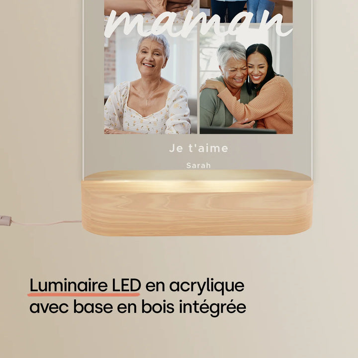 Lumière acrylique personnalisée « Maman » | Veilleuse, lumière décorative, lueur